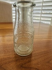 Vintage Dairy Milk Bottle Heritage Company Since 1810 1/2 Pint Pebbled Glass picture