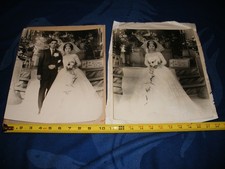 VINTAGE LOT OF 2 BLACK & WHITE 12X10 WEDDING PHOTOS - BRIDE & GROOM RODRIGUEZ picture