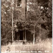 c1930s La Pointe, Wis. RPPC Old Mission Church Ruins Real Photo Postcard A99 picture