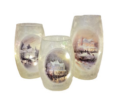 RARE Thomas Kinkade Christmas Tabletop Luminaries Making Spirits Frosty & Bright picture