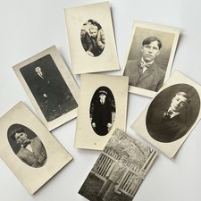 Antique RPPC Real Photograph Postcard Adorable Boy Young Man Hat Tie Lot Of 7 picture