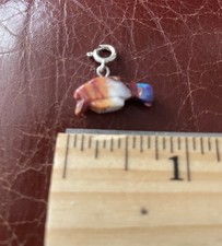 Carved Stone Navajo Artisan Dolphin Sterling Silver Charm picture
