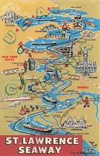 Postcard NY: St. Lawrence Seaway Illustrated Map, New York picture