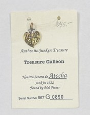 Mel Fisher Atocha 1622 Shipwreck Silver Pendant w/ COA Stamped 567 G 0890 picture