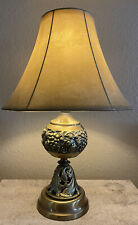 VTG Brass Table Lamp Grape Leaves Floral Detailing Heavy 25