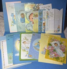 Vintage Greeting Cards Lot Used Nice 1970-80s Congrats New Baby Crafts/Ephemera picture