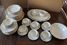 Favolina DIANA Pattern Of Fine China-Made In Poland-Ivy & Gold 49 Pcs-RARE-VTG picture