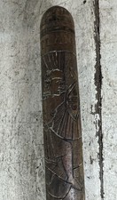 Vintage Folk Art Hand Carved Wood Wooden Baseball Bat Atlantic City Souvenir picture