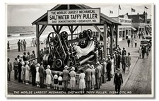 Vintage‑STYLE NEW ART 1930's RPPC-LARGEST R TAFFY PULLER-OCEAN CITY MD-FAUX picture
