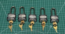 Lot of 5 Master Lock Commercial Padlocks w/ 2 Keys Each  picture