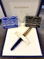 Waterman Edson Sapphire Blue Fountain Pen 18K M Nib picture