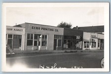 Hysham Montana MT Postcard RPPC Photo Echo Printing Co Cash Market c1940's picture