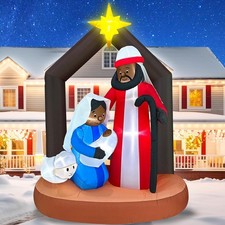 7 Ft Black Santa Inflatable Nativity Scene with LED Lights for Christmas Yard picture