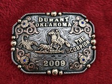 Rodeo X~Treme Calf Roping☆RARE☆2009☆CHAMPION TROPHY BUCKLE☆Durant Oklahoma☆855 picture