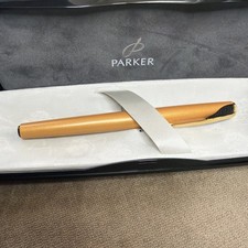 NOS Vintage PARKER Inflection 45012 Yellow W/ Gold Trim Fountain Pen Fine Point picture