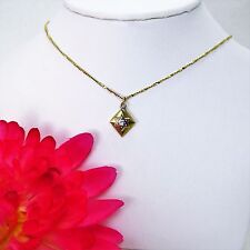 Vintage 14K Yellow Gold Star Of David Enameled Puff Pendant w/ 16 chain picture