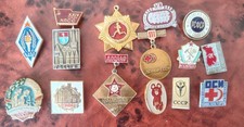 Lot of 15 Vintage USSR Soviet Enamel Pins Badges DOSAAF Olympic CCCP Mix picture