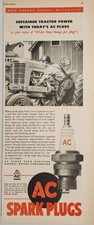 1946 Print Ad AC Spark Plugs Farmer Works on His Tractor General Motors Corp picture