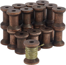 30 Pcs Wooden Empty Thread Spools Craft Bobbins for Ribbon Wire Cord Storage picture