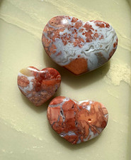 Natural Madagascar Pink Agate – 3 Piece Heart Set | Beautiful Natural Patterns picture