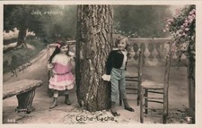 1910 VINTAGE French REAL PHOTO Children Playing Cache-Cache POSTCARD to St Roch picture