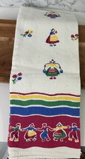 Vintage Startex Kitchen Towel Dutch Dancing Red Blue Yellow Green 28 X 16 1/2 picture