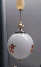 Vintage Mid-Centur Ussr Pendant White Glass Lamp Africa Animals Soviet Decor  picture