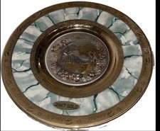 Nice Vtg The Art Of Chokin Hawaii 24K Gold Edged Green Porcelain 6.5