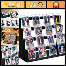 Emfogo Card Display Stand, 4-Tier Trading Card Display with Solid Base, Wooden G picture