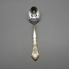 Oneida Stainless Flatware GOLDEN ROYAL CHIPPENDALE Slotted Serving Spoon CANADA picture