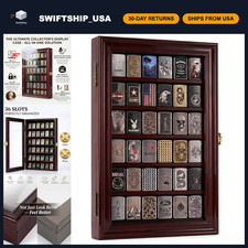 36-Inch Lighter Display Case - Solid Pine Shadow Box for Zippo, Military & Sport picture