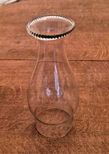 True Vintage CLEAR GLASS ZIG-ZAG TOP CHIMNEY FOR KEROSENE OIL-STYLE LAMP picture