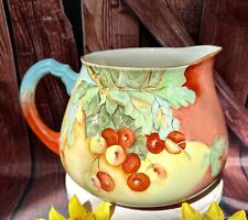 Antique Limoges W.G. & Co Porcelain Cider Pitcher Hand Painted Cherries picture