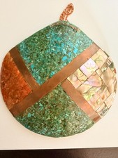 Vintage Large Santo Domingo Pueblo Mosaic Inlay Shell Pendant/Wall Hanging picture