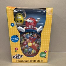 M&M's Pendulum Wall Clock Whimsical Sounds NEW WITH DAMAGED BOX picture