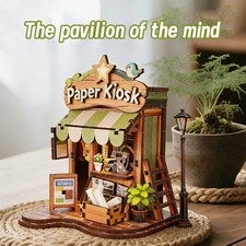 Reading Realm Pavilion Book Nook Kit 3D Wooden Puzzle DIY Miniature House LED picture