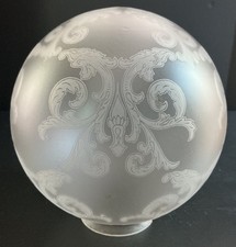 Antique Venicia Satin Etched Floral Gas Oil Globe Lamp Shade 3.25” fitter picture