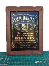 Vintage Jack Daniels Whiskey Large Bar Sign Reflective Gold Wood Frame 19