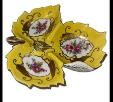 Nice Beautiful Antique Divided Dish Server Yellow Floral picture