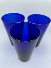 VTG  Cobalt Blue Heavy Tapered Drinking Glasses Tumbler 16 oz+ Stackable Set 3 picture