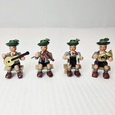 Vintage Erzgebirge German Folk Band Wooden 4 Bavarian Musician Figurines picture