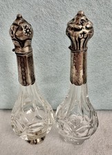 (2) ANTIQUE VICTORIAN ERA PERFUME SCENT BOTTLE CUT CRYSTAL WITH DUTCH SILVER LID picture