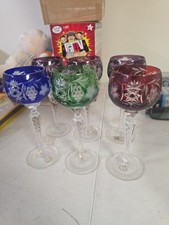 CRYSTAL BAVARIAN CUT TO CLEAR HOCK WINE GOBLETS ~ NACHTMANN TRAUBE - Set of 6 picture