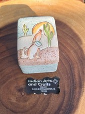Vintage Nizhoni Original Coyote Trinket Box Southwest Saguaro Tucson Pottery picture
