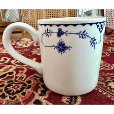 Vintage Johnson Brothers Blue Cloud Coffee Mug | Scalloped Floral Ironstone Cup picture