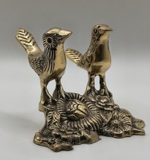 Vintage Hampton Brass Figurine Of Two Love Birds on Ornate Floral Branch  picture