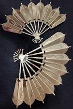 Vintage Brass Tone Fans Set Of Two Wall Hangings Home Interiors 1176 picture