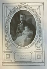 1908 Vintage Illustration Russian Czar Nicholas II of Russia and Tsarevitch picture