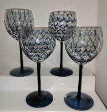 1979 RANDY STRONG/STUDIO CREATIVE GLASS /WINE GOBLETS/ SET OF 4/ENGRAVED picture