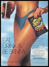 Spicer's Wheat Snacks 1980s Print Advertisement Ad 1989 Bikini Bottom Legs picture
